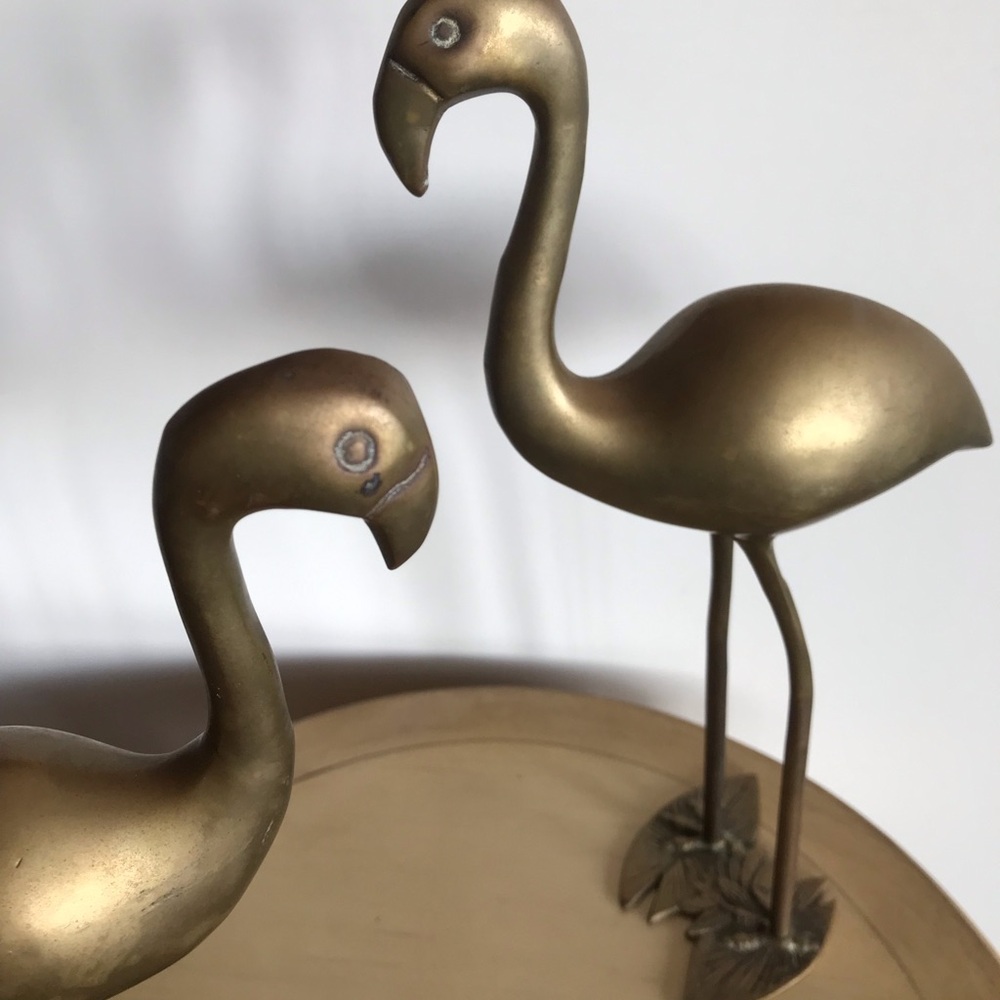 Vintage Brass Flamingo Statue Pair - Picture 4 of 7